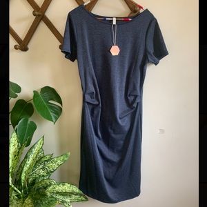 Navy Fitted pink blush maternity dress